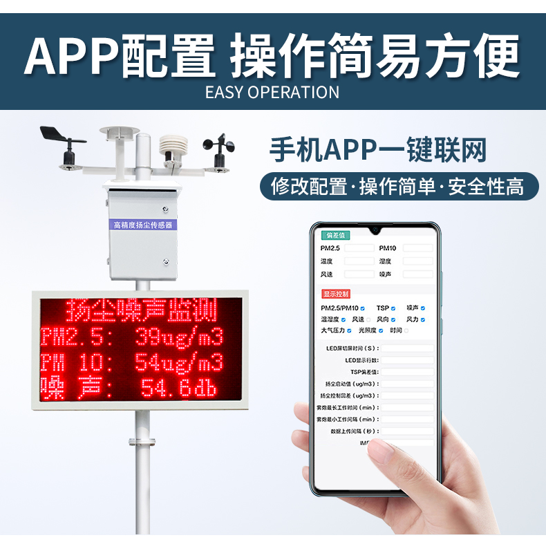 揚(yáng)塵監(jiān)測(cè)系統(tǒng)工地環(huán)境噪聲噪音粉塵在線實(shí)時(shí)監(jiān)測(cè)PM2.5 PM10檢測(cè)儀